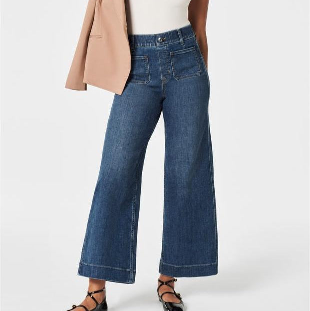 Tummy Control Cropped Wide-Leg Jeans