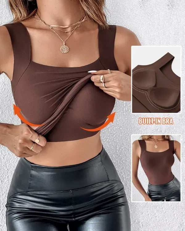 🔥U Neck Shapewear Built-in Bra Tank