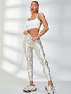 Female Glossy Leopard Print High-rise Leggings