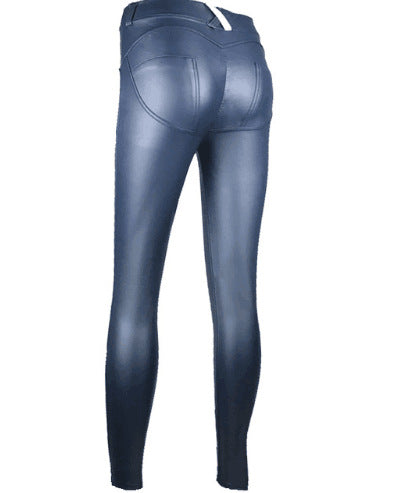 Female Glossy Faux Leather Pocket Leggings