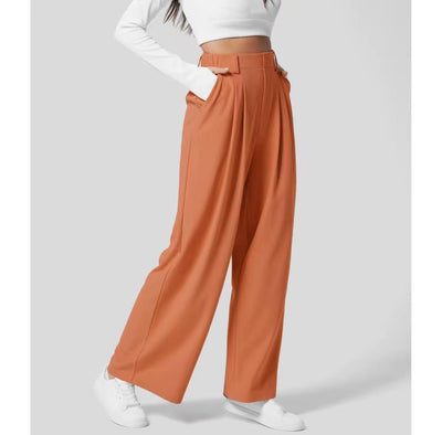 High waist wide leg casual trousers