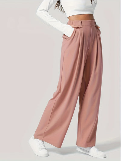 High waist wide leg casual trousers