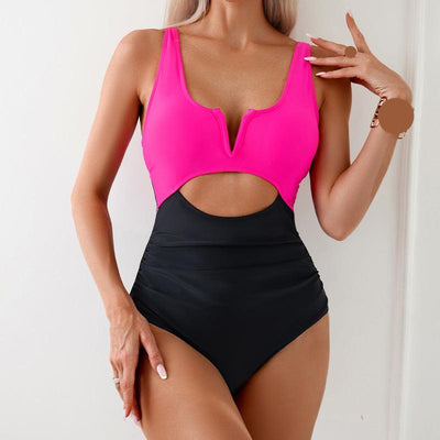 New one-piece swimsuit clashing color swimsuit women