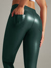 Female Pocket PU Faux Leather Leggings