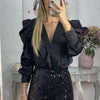 Long Sleeve Loose Satin Blouse