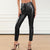 Female Faux Leather Zipper Tummy Control Leggings