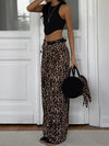 Leopard Print High Waisted Straight Leg Pants