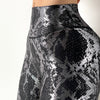 Female High Waist Bronzed Snakeskin Leggings