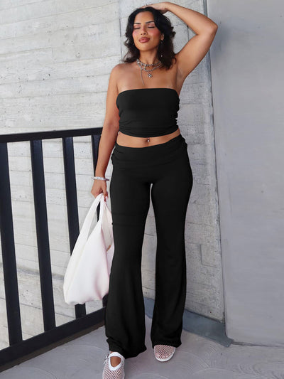 High-waisted hip-lifting flared pants