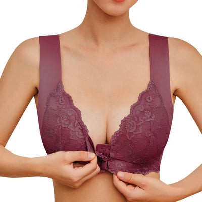 Gathered lace seamless bra