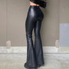 Female PU Faux Leather Hip-lift Flare Leggings