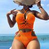 Solid Color Cutout Separate Swimsuit