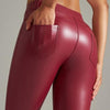 Female Pocket PU Faux Leather Leggings