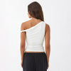 Solid Color One Shoulder Slant Neck Slimming Top