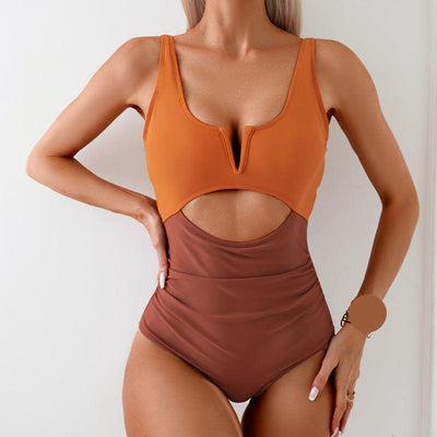 New one-piece swimsuit clashing color swimsuit women