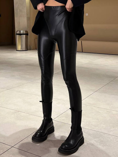 Female Faux Leather Push-up Leggings