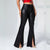 Female Faux Leather Pocket Split Flare Leggings