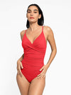 The Shapewear Swimsuit Ruched V-Neck One-Piece Bodysuit